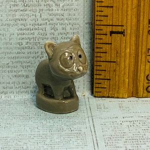 Tiny Gray CAT Kitty Kitten Animal Pet  - French Porcelain Feve Feves Mini Figurine Miniature  M204