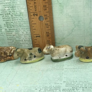 Tiny COW Calf Cows Cattle Perfect for a Nativity Vintage Animal Animals Farm French Feve Feves Porcelain Figurines Dollhouse Miniatures CC61