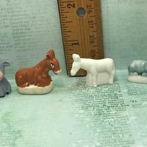 DONKEY Mule Burro Animal Nativity Figures Santons Miniature Creche French Feve Feves Porcelain Figurines T137