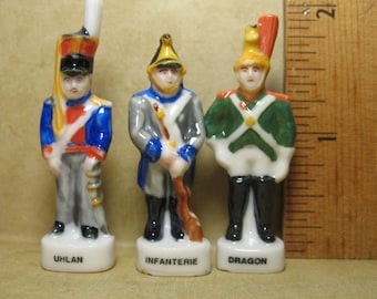 Soldaten Napoleontische oorlogen Slag bij Waterloo Uhlan Poolse cavalerie, Dragoon, infanterie Wachtofficieren Vintage Franse Feve Feves-beeldjes Z93