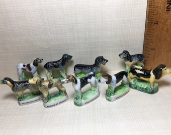 HUNTING DOG Breeds scenthounds Hound Setter Retriever Dogs - Tiny French Feve Porcelain Hand Painted Feves Figurine Dollhouse Miniature FF56