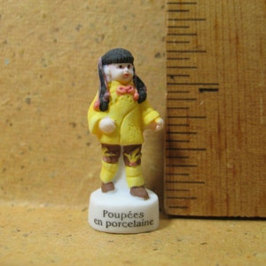 Victorian Costume Doll Miniature Girl Asian Chinese Child Dolly French Feve Feves - Porcelain Figurines King Cake Baby Dollhouse A111