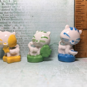 PATCHES bunte KATZEN Handgemaltes Porzellan Cartoon Katze Kätzchen Kätzchen Kitty Figuren - Französische Feve Feves Puppenhaus Miniaturen F105