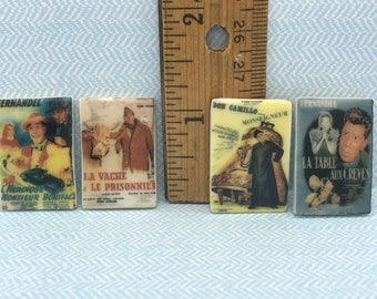 Clearance Tiny FRENCH Movie POSTERS: Vintage Wall Art Retro Movie Room - French Feve Feves Dollhouse Miniatures  D35