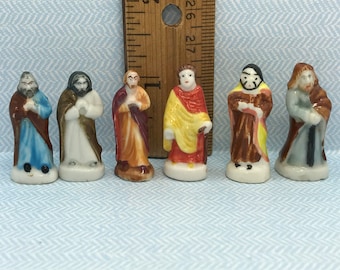 Tiny Vintage JESUS or Joseph Shepherd Nativity figurines  Santons Saints  French Feve Feves Porcelain Miniature Figurines King Cake EE104