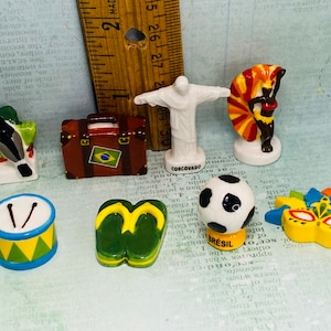 Symbolen van Brazilië Braziliaanse souvenirs carnaval masker voetbal Toekan standbeeld Christus de Verlosser - Franse Feves-poppenhuisminiaturen DD1