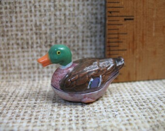Mini Mallard DUCK  Game Bird Porcelain Casserole Baking Dish Tureen, Terrine   -  French Feve Feves Mini Figurine Dollhouse Miniature V80