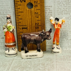 Spanish Bullfighting Arena Matador Toreador Bull Fight Stadium VINTAGE French Feve Feves Porcelain Figurine Doll House Miniatures QQ117
