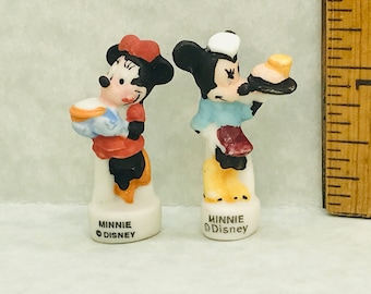 Disney's MINNIE MOUSE Carhop Waitress Chef Cook Baker Pie Matte Finish - French Feve Feves Porcelain Figurines Dollhouse Miniature P306