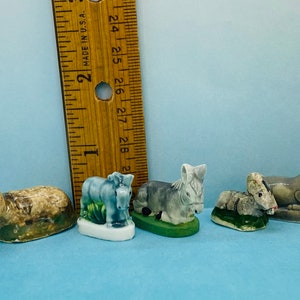 DONKEY Vintage Animal Nativity Figures Santons Miniature Creche Donkeys Mule Mules French Feve Feves Porcelain Figurines V321