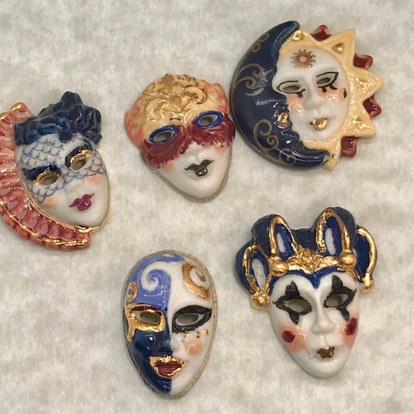 VENETIAN Parade Carnival Mardi Gras MASK Masks  -  French Feve Feves Porcelain Figurines King Cake Baby Dollhouse Miniatures Figurine N13