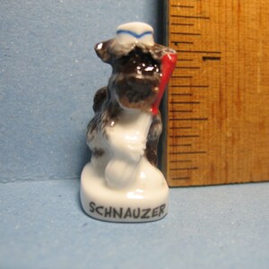Trouble Pups SCHANUZER Pup Dog Puppy Tiny Cooking with a whisk  - French Feve Feves Figurines Dollhouse Miniatures  L160