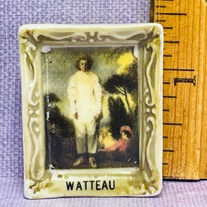 Tiny WATTEAU Gilles Pierrot  Art Painting Masterpiece vintage French Feve Feves Figurines Dollhouse Miniatures V207