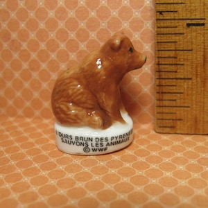 BROWN BEAR  WWF World Wildlife Fund charity Bears Endangered Species -  French Porcelain Feve Feves Mini Figurine Dollhouse Miniature Mm77