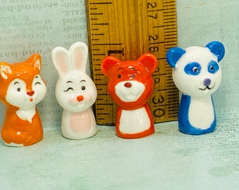 Kleine cartoon dieren kwekerij speelkamer standbeeld kunst vos panda beer konijn konijn Franse Feve Feves porseleinen beeldjes poppenhuisminiaturen XX40
