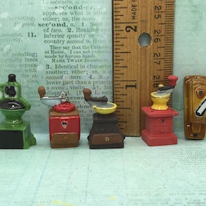COFFEE GRINDER Mini Antique Spice Grinders Crank Kitchen Tools Supplies - French Feve Feves Porcelain Dollhouse Miniatures V282