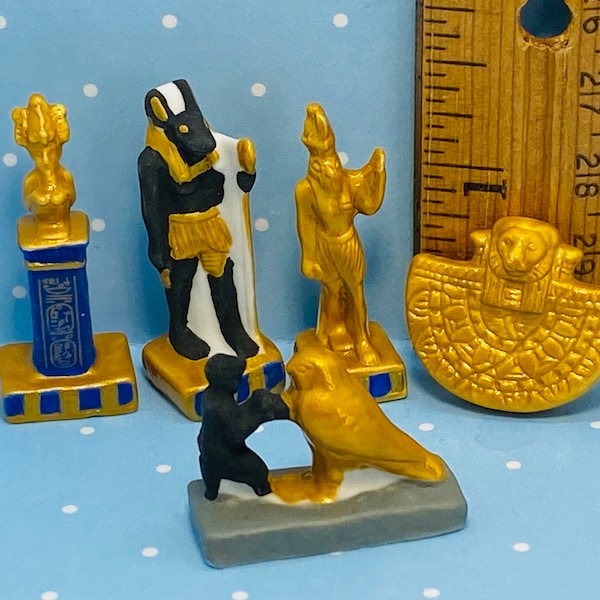 Tiny Egyptian Statues Art Museum Osiris Horus Anubis God Pharaoh Priest Hathor  French Feve Feves Figurines Dollhouse Miniatures  HH165