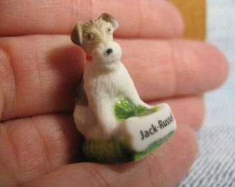 French Feve Jack Russell Terrier Small Dog Breed Dogs Puppy Tiny Porcelain Feves Figurine Doll House Miniature HH40