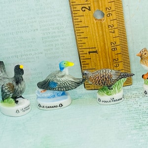 Birds of the Forest  Wood Grouse Duck Pheasant Horned Lark Bird - French Feve Feves Porcelain Dollhouse Miniatures G313