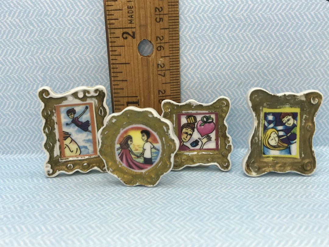 4 Tiny Framed Art Paintings Inspired by Laurent Lelong Love Amour