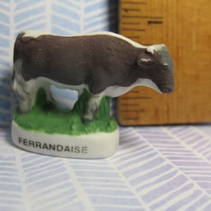 Tiny Ferrandaise COW Calf Bull Cattle breed cows Hand Painted  -  French Feve Feves Mini Dollhouse Miniature FF70