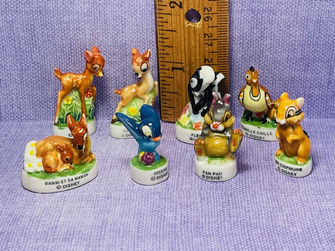 VINTAGE Disney BAMBI Pc Set Thumper Fawn French Feve Feves Porcelain  Collectible Figurines King Cake Baby Dollhouse Mini Figures P23