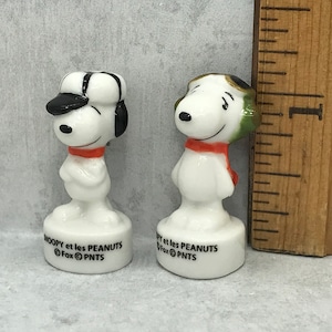 PEANUTS Snoopy Fighter Pilot Flying Ace Baseball Player Umpire French Feve Feves Figurines Porcelain Miniature Figurine V104