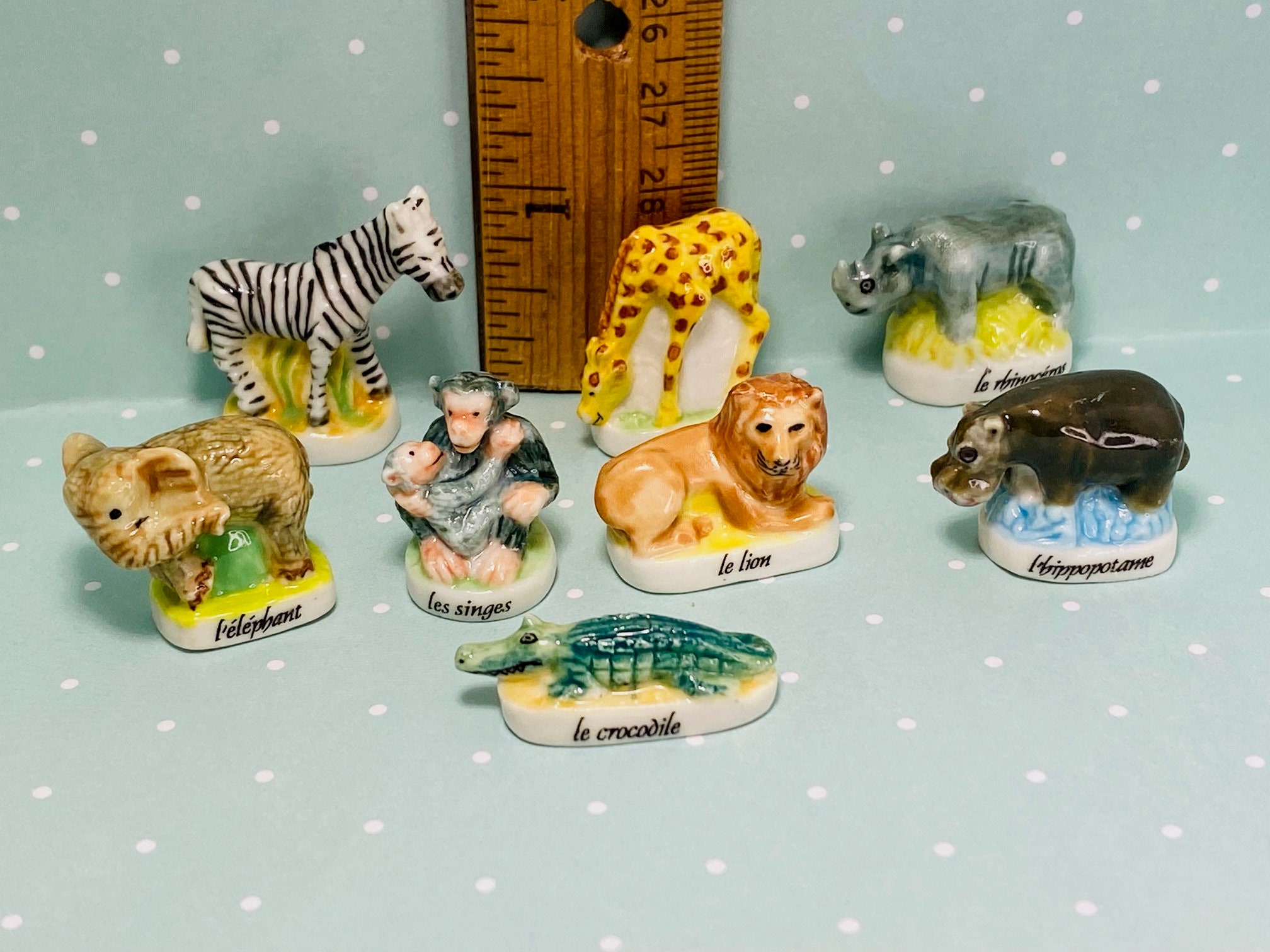 象河馬パンサーライオン羊の置物5点セットアメリカの骨董品