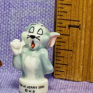 TOM & JERRY Kot i mysz Cartoon MGM Hanna Barbera Vintage French Feve Feves Figurka Doll House Miniatures Y26