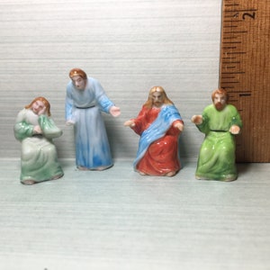 Jesus, Saints Disciples Biblical Times Men Religious Catholic Christian Figures - French Feve Feves Hand Painted Figurines Miniatures XX18