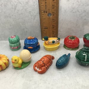 Mini Porcelain Casserole Baking Dish Tureen Terrine Vegetable Fruit Fish Duck Chick  French Feve Feves Figurine Dollhouse Miniature A1