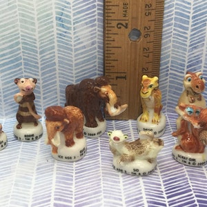 ICE AGE 3 Fox Movie Sid Manny Diego Scrat Movie Hand Painted Miniature  8 pcs  - French Feve Feves Porcelain Figurine Miniatures VV95