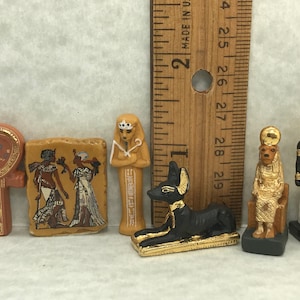 King Tut&#39;s Tomb EGYPTIAN TREASURES Ancient Egypt Art Ankh Sarcophagus Anubis Lion Tut - French Feve Feves Porcelain Figurines Miniatures D50
