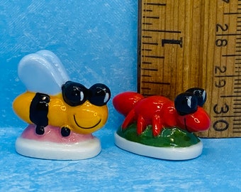 Ant & Bee Bumblebee Fire Honey Bees Insect Bug Bugs Insects Cartoon Inch Worm - French Feve Feves Porcelain Figurines Miniatures MM150