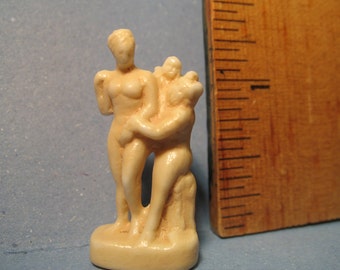 Ancient Classical Greek Roman Art Masterpiece Statue Venus, Eros & Pan French Feve Feves Figurines Dollhouse Miniatures CC10