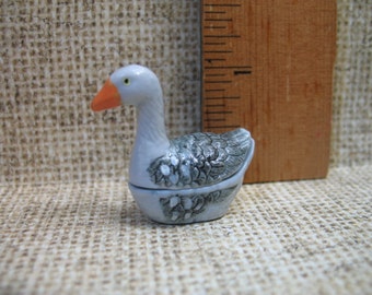 Mini GOOSE Zwaneneend Game Bird porseleinen braadpan ovenschaal terrine, terrine - French Feve Feves minibeeldje poppenhuisminiatuur V80
