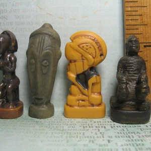 African Primitive TRIBAL ART Statues Tiny Miniature Bust Headrest Idol Museum French Feves Figurines Doll House Miniatures  HH40
