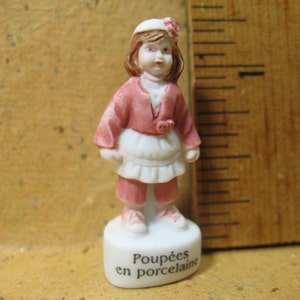 Victorian Doll Miniature Girl in Head Band Child Dolly French Feve Feves - Porcelain Figurines King Cake Baby Doll House Charm A111