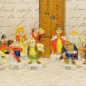 Vintage Disney&#39;s  Beauty & the Beast  Movie 11 pc Set Belle Princess  French Feve Feves Figurines Dollhouse Miniatures FF123