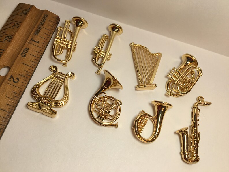 Golden Metal MUSICAL INSTRUMENTS Harp Lyre Sax Trumpet Horn Etsy
