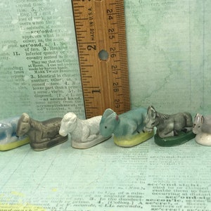 DONKEY Vintage Animal Nativity Figures Santons Miniature Creche Donkeys Mule Mules French Feve Feves Porcelain Figurines CC64