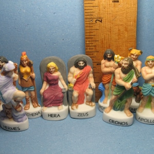 GREEK GODS Mythology Set 10 pcs Zeus Hera Apollo Hades Athena... - French Feve Feves Porcelain Doll House Miniatures EE72