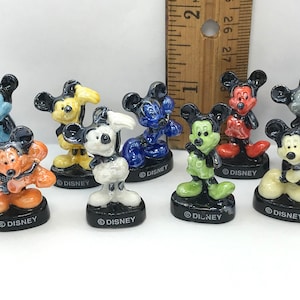 MICKEY MOUSE Iridescent Mini Statues Disney Colorful - Pick Your Favorite French Feve Feves Porcelain Figurines Dollhouse Miniature GG74
