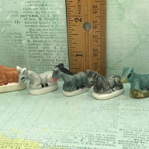 DONKEY Vintage Animal Nativity Figures Santons Miniature Creche Donkeys Mule Mules French Feve Feves Porcelain Figurines CC64