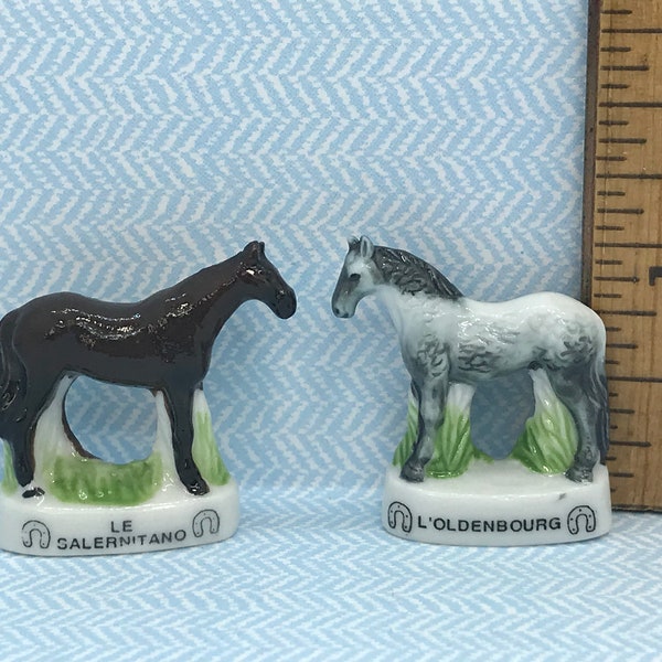 HORSES Breeds Salernitano Oldenburg  Stallion Pony Horse French Feve Feves Porcelain Figurines Dollhouse Miniatures Mini Figures GG93