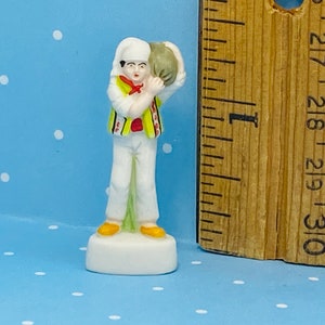 Figurki Vintage Wieśniak Robotnik Rolnik z Worek Mąki Santons Miniatura - Francuski Feve Feves Miniatury Domków Dla Lalek Figurki SS72