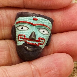 Ancient Pre Columbian MASK Tiny Museum Reproduction Archeology Artifact Primitive Art Olmec Maya Inca French Feve Dollhouse Miniature XX6