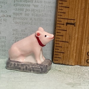 Piccolo maialino maialino maialino francese Feves Feve porcellana dipinta a mano casa delle bambole in miniatura statuetta fattoria animale da cortile GG102