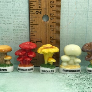 French Feve - MUSHROOMS Mushroom Fungi Ceps Chanterelle Girolles Paris Death Trumpet Porcelain Feves Figurine Dollhouse Miniature S98