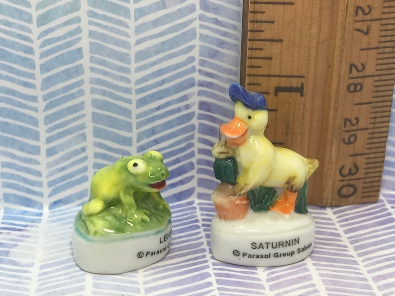 French Feve Feves Porcelain Doll House Miniatures Figures VV93 SATURNIN Sweet Dynamo Duck Lenny the Frog Duckling Cartoon
